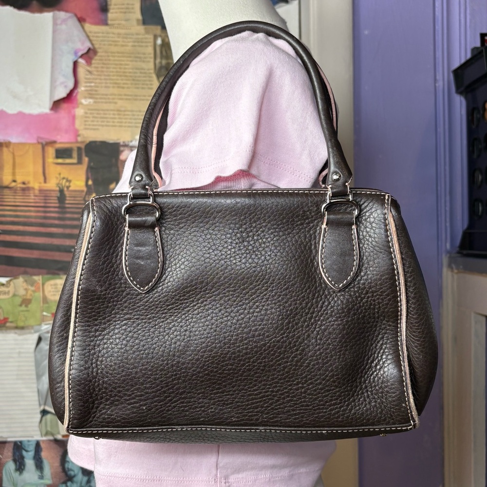 Brown Pebbled Satchel Handbag